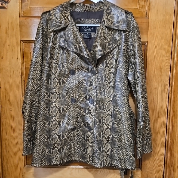 Coaco New York Faux Snakeskin Trench Coat S - Picture 1 of 3